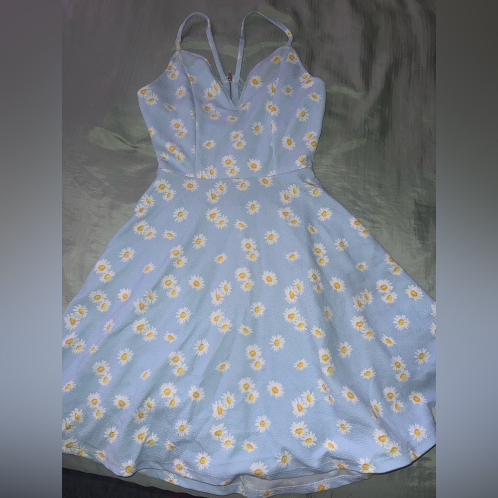 Floral Blue Sleeveless Dress